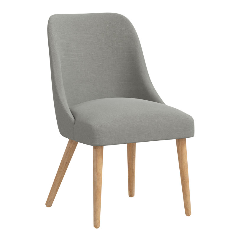 Chaise en bois massif Lozelle, Bois naturel, Lin classique mastic