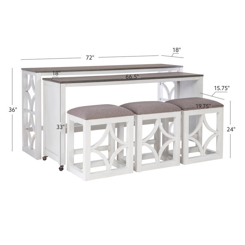 Wildon Home Wallace 72" Console & 3-Stool Set
