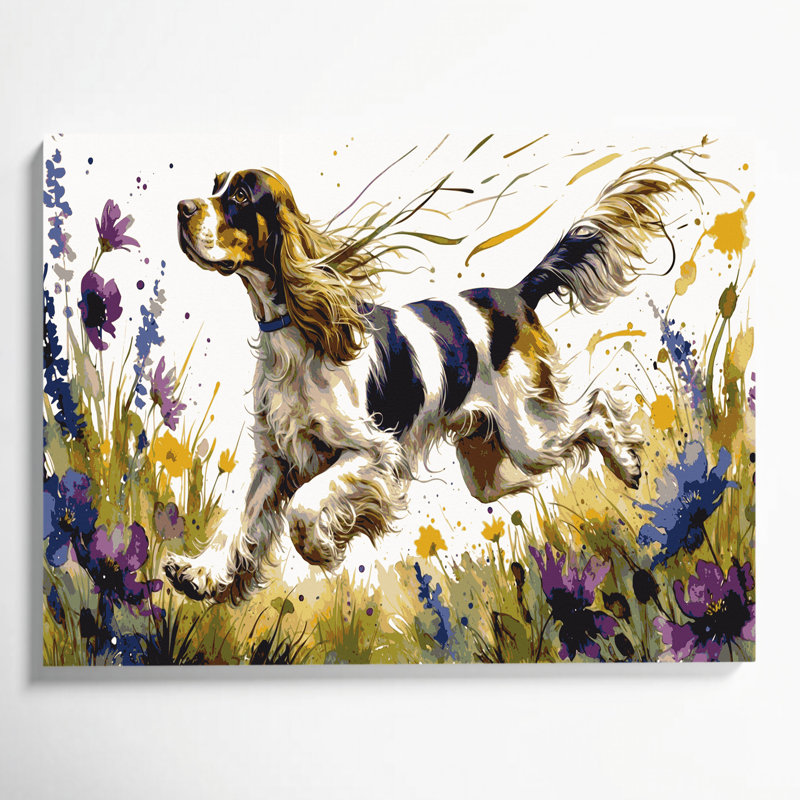 «Dogs English Cocker Spaniel», art mural sur toile beige, H 20 po x l 24 po