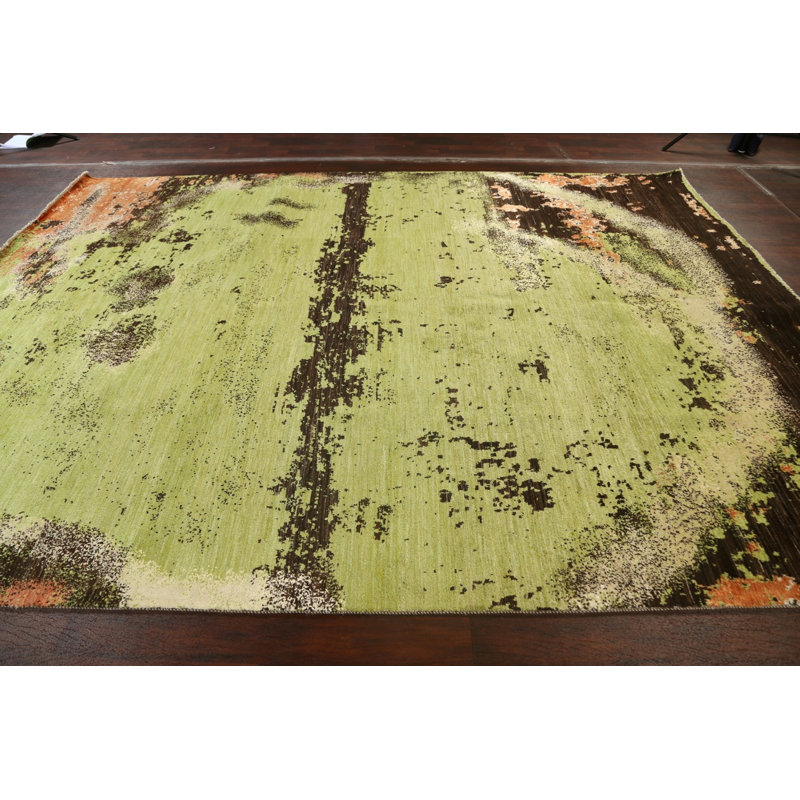 Tapis oriental contemporain abstrait noué à la main 9 x 12