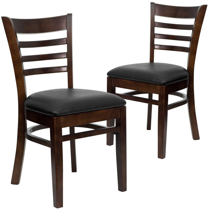 Prompton Vertical Slat Back Wooden Restaurant Chair, Black, Walnut