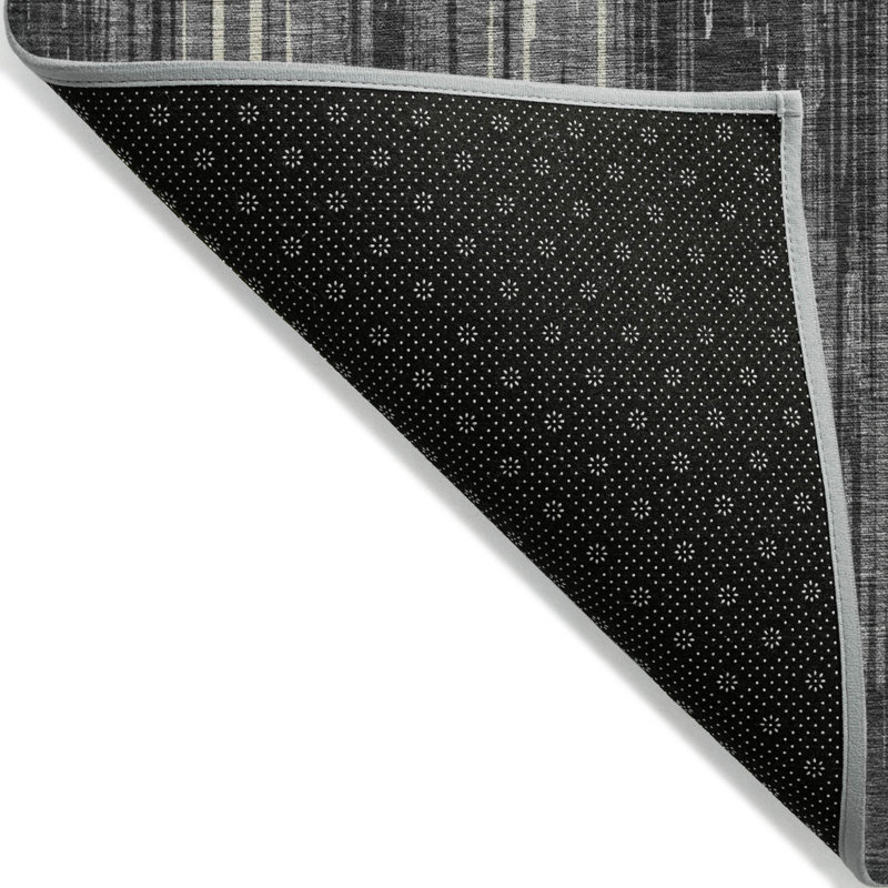 Tapis extérieur lavable rayé gris anthracite et ivoire 3 pi x 5 pi