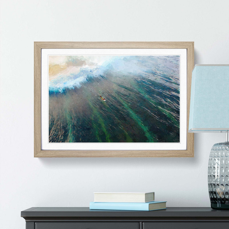 Surfing in the Maldives - Framed Print, 36cm H x 48cm W x 2cm D, Oak Framed