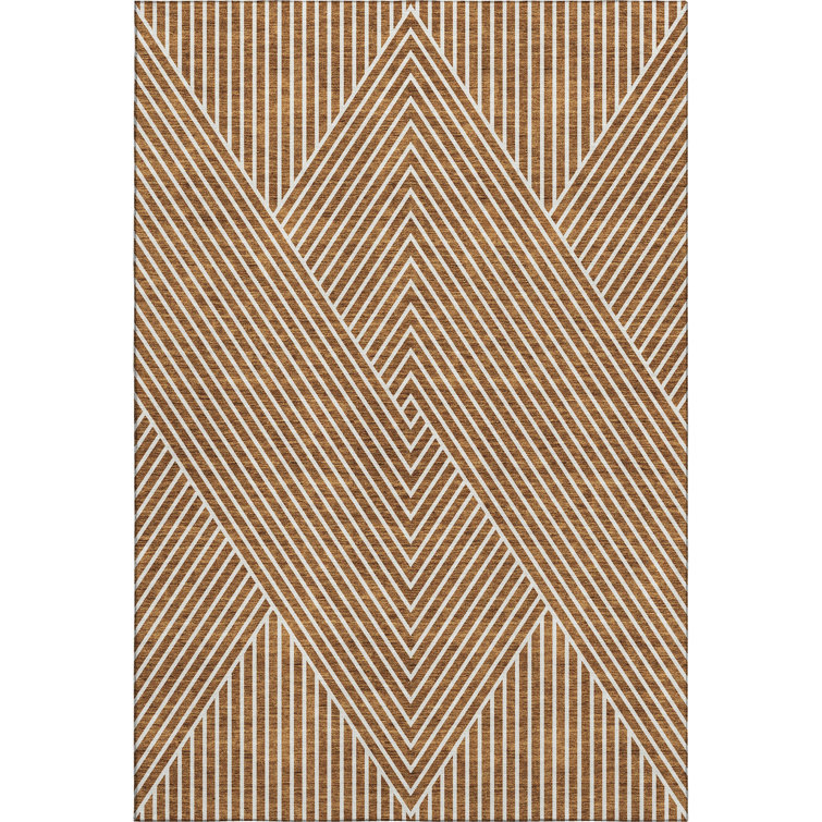 Premium Machine Washable Prisco Terracotta Rug