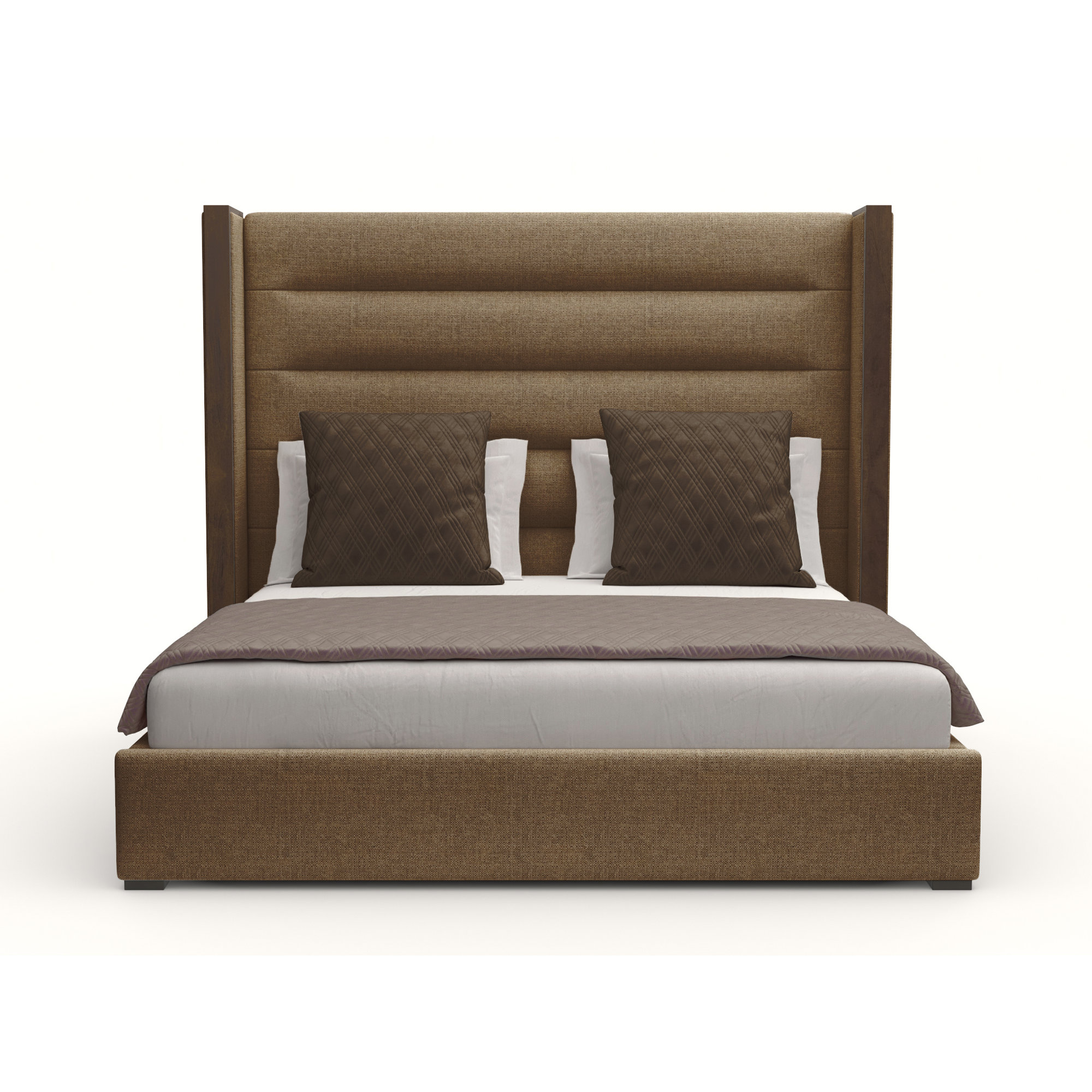 Ally Upholstered Wingback Bed, Brown Flax Revolution®, King