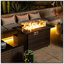 44" Propane Gas Fire Pit Table, 50000 BTU Rectangular Fire Pit, Tile Tabletop With Beautiful Wicker Base For Outside Patio Deck Garden Courtyard-Brown