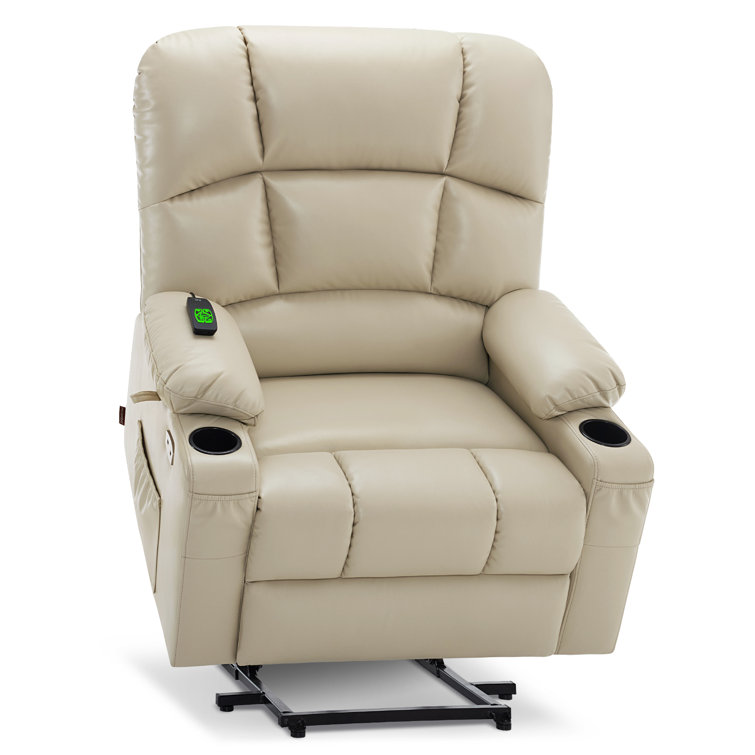 Syeda 27.2" Wide Lay Flat Dual Motor Power Recliner Lift Chair with Massage and Heat, Infinite Position, Faux Leather