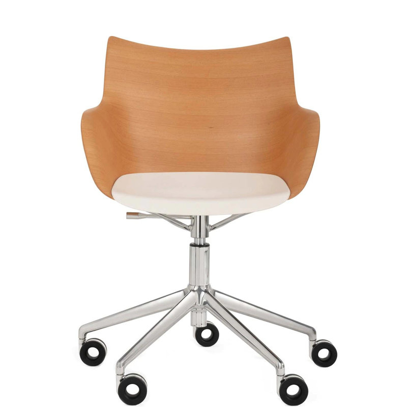 Q/Wood Swivel Task Chair, Light Wood/Chrome