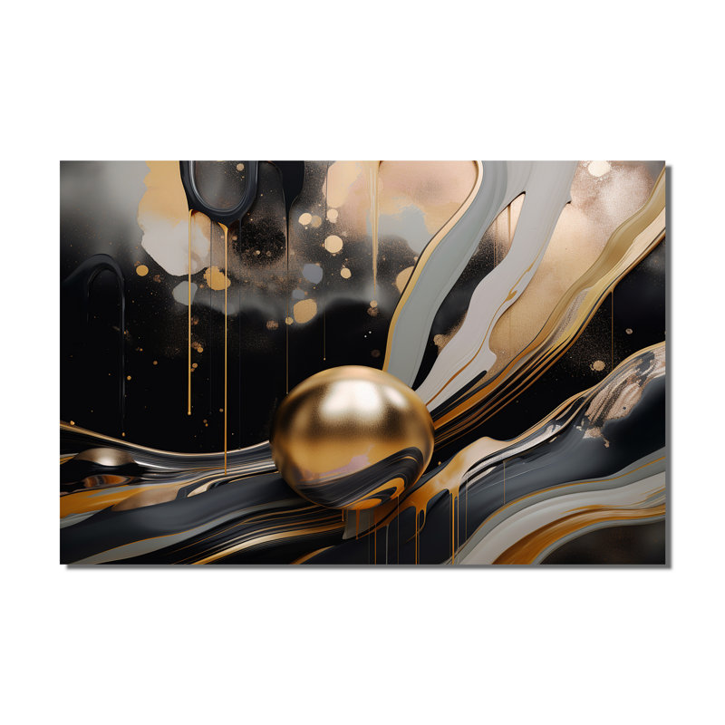 Art mural marbré doré et noir Euphoria II