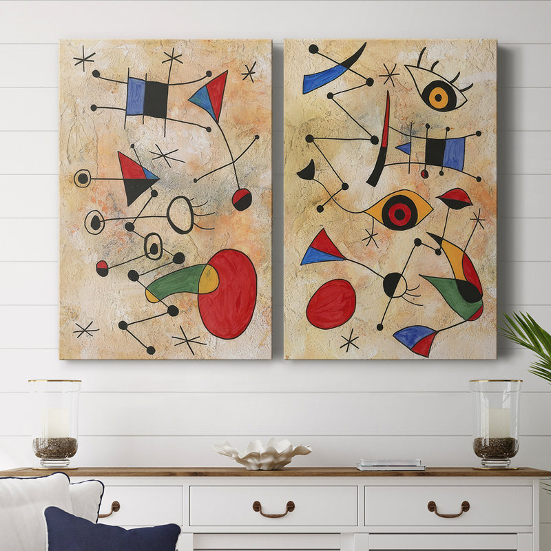 Miro Memoirs III - Toile tendue avec châssis de qualité supérieure - Prêt à accrocher, H 27 po x l 36 po