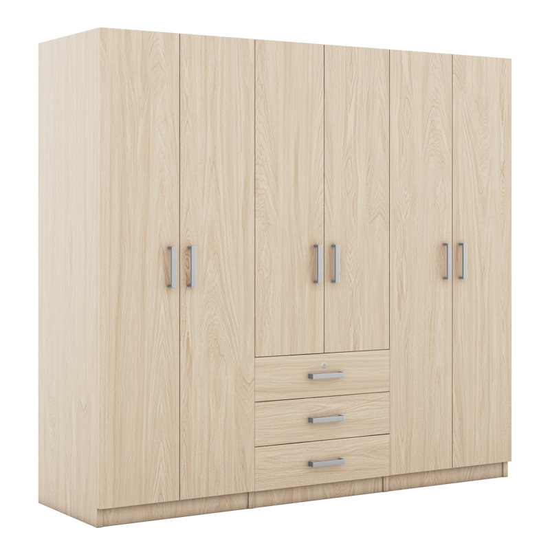 Spacious Wooden Wardrobe For Bedroom With Multiple Drawers And Stylish Design, Brown