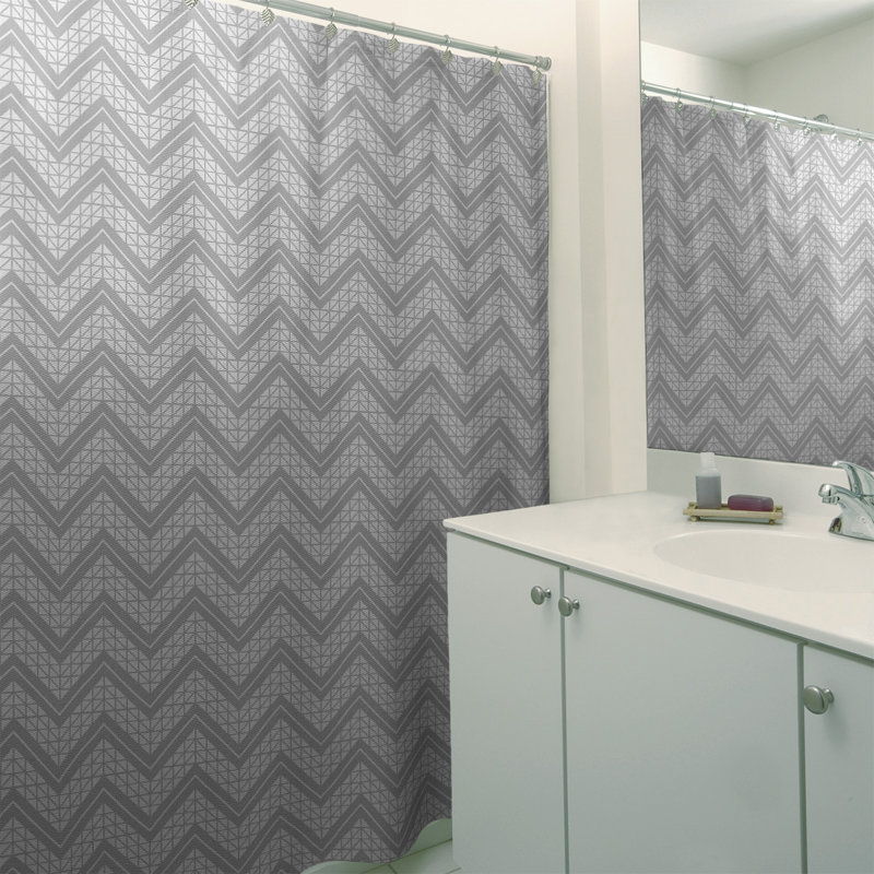 Rideau de douche simple à chevrons à la main classic, Aqua / noir