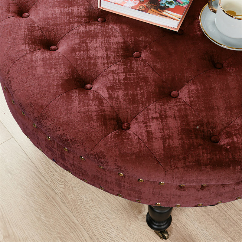 Laforge Velvet Ottoman, Ruby Wine Velvet
