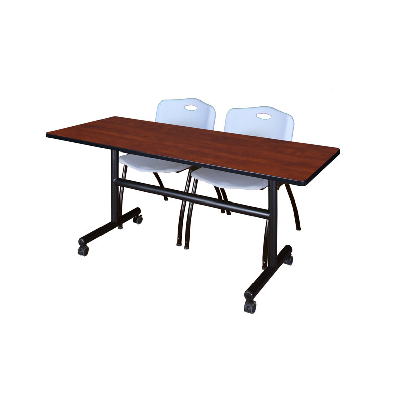 Table de nidification Nickls, 2 chaises empilables, H 29 po x l 60 po x P 24 po, Cerise / Gris
