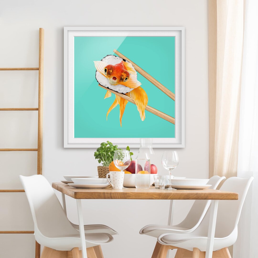 Gerahmtes Poster Sushi mit Goldfisch von Jonas Loose