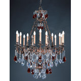 15 - Light Candle Style Wagon Wheel Chandelier