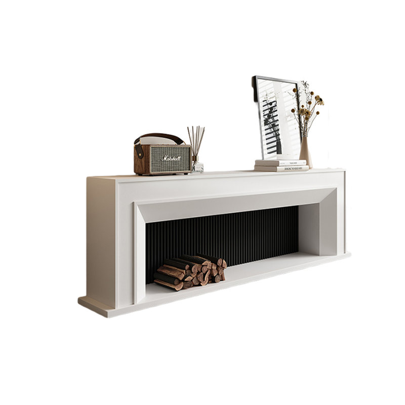 82.68"White Modern Minimalist Cream-Style Fireplace Mantel, White