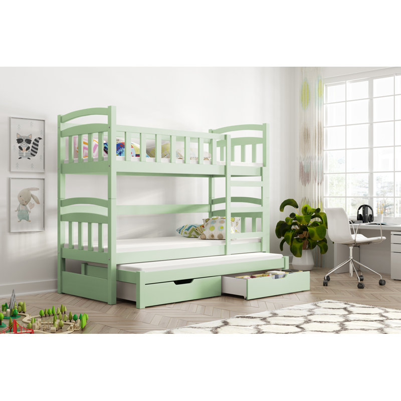 Bingham Hawn European Toddler (80 X 180cm) Bunk Bed with Storage Included with Built-in Ladder Included with Trundle Included