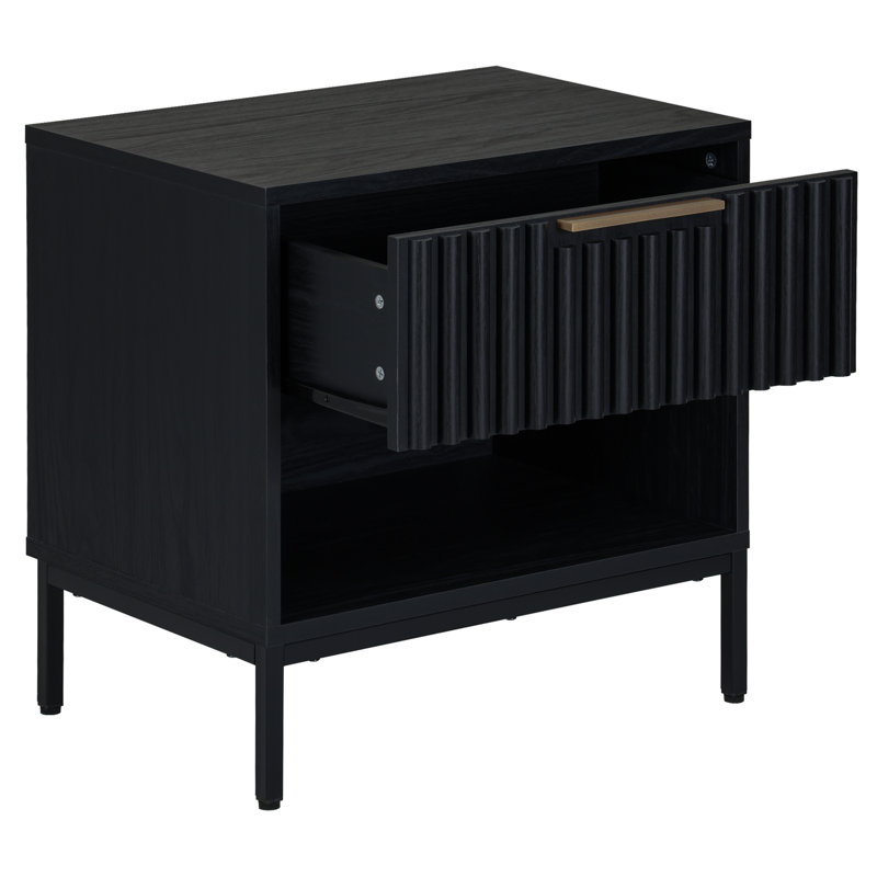 Lylia 1 Drawer Nightstand, Black