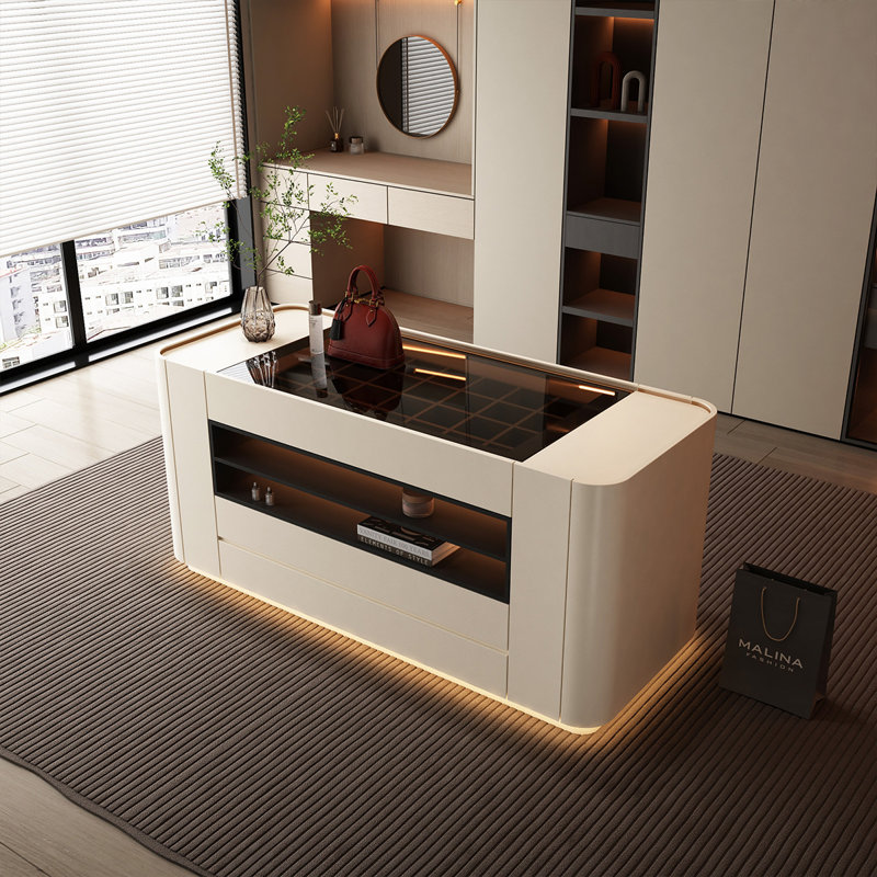 Armoire à bijoux et rangement de 39,37 po style italien de luxe blanc