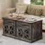 Table d'appoint carrée de style champêtre de 60 cm de large avec tiroir, table de chevet et station de recharge intégrée-244579920