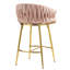 Ensemble de 2 tabourets de bar 26 po à hauteur de comptoir, tabouret de bar en velours pour îlot de cuisine avec dossier ondulé à la main, base chromée dorée et repose-pieds-908694111