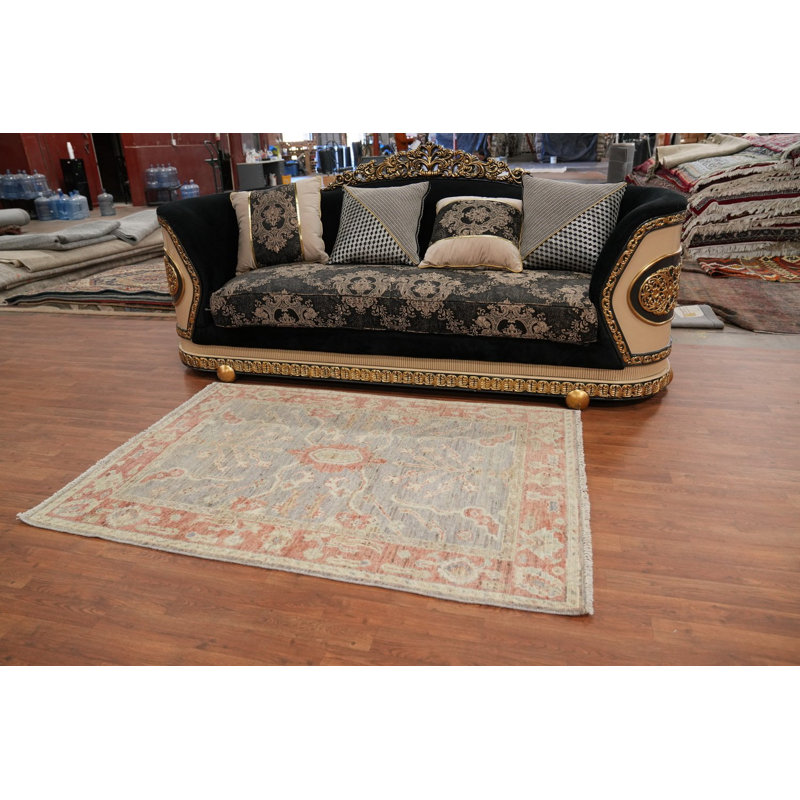 Vegetable Dye Wool Oushak Turkish Rug 4x6