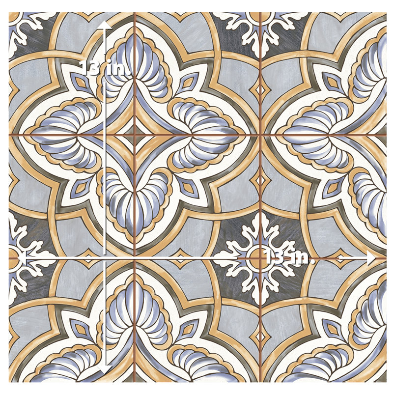 Harmonia 13" x 13" Ceramic Patterned Wall & Floor Tile, Blue