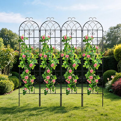 Support durable pour plantes grimpantes - Grille de jardin pour aménagement extérieur - Cadre décoratif pour fleurs et vignes - Ensemble de 4 pièces