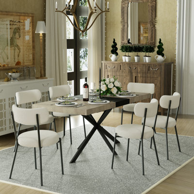 55.11" to 70.86" Extendable Rectangle Dining Table Set Wooden Table with Dining Chairs