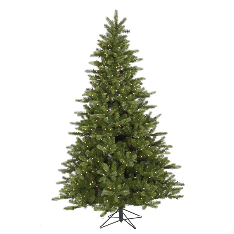 King Green Spruce Artificial Christmas Tree with LED Warm White Lights with Stand, Multi-colored Dura-Lit® LED, 6.5' H