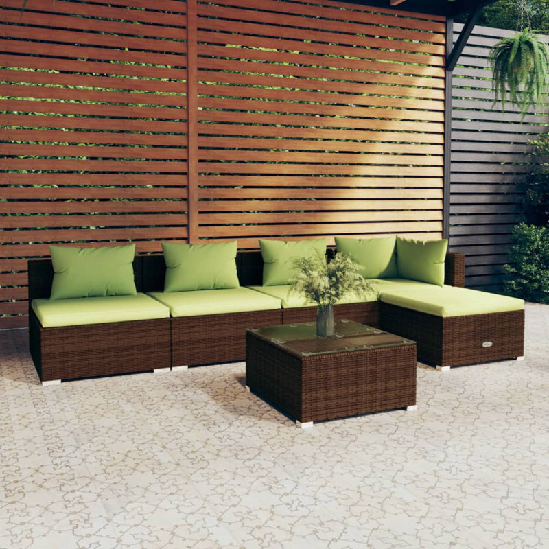 6 Piece Lounge Sofa Seating Group, Red, Brown