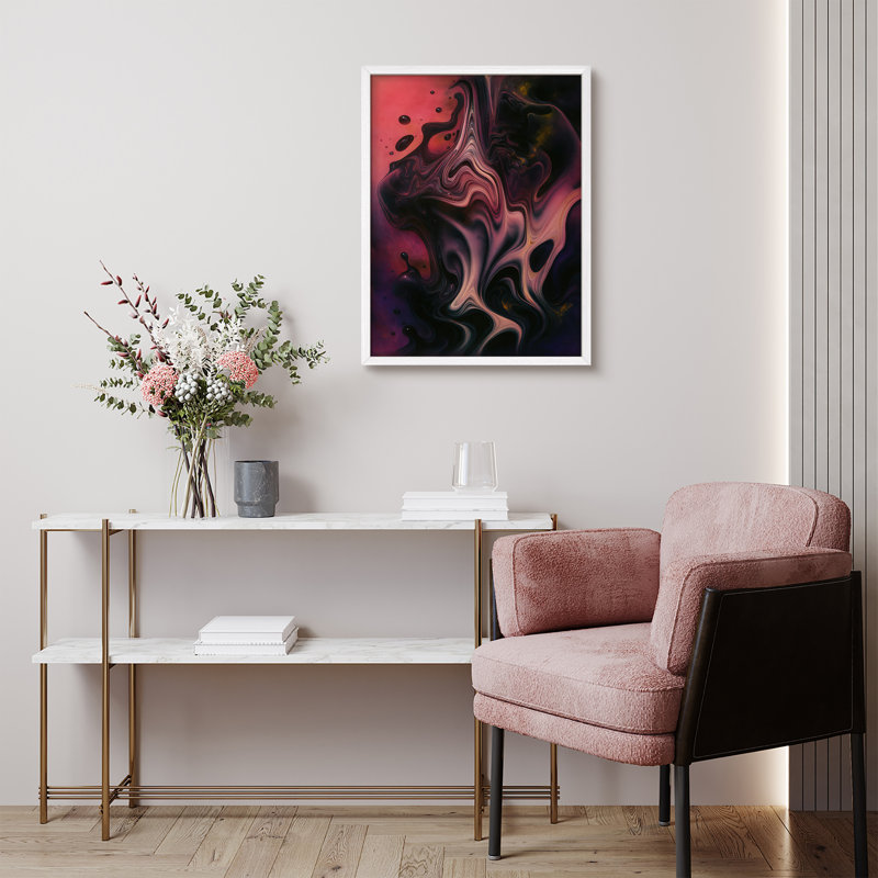 Reproduction d'art encadrée abstraite pour décoration intérieure moderne, H 14 po x l 11 po, Blanc