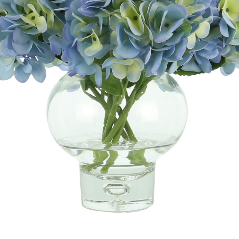 Hydrangea Arrangement in Vase, Blue/Green