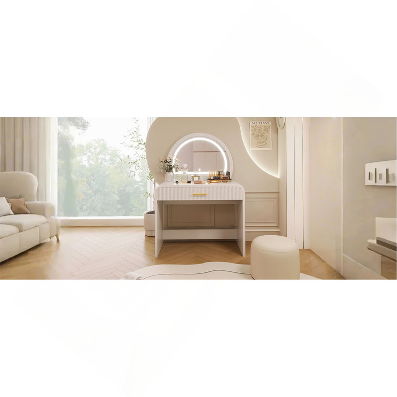 Table de coiffeuse 39 "avec miroir et miroir à écran tactile, coiffeuse avec tiroir pour chambre à coucher