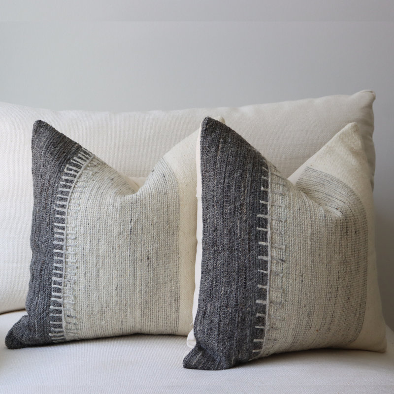 Wool and Cotton Pillow Cover, 20" H x 20" W, 2 Pieces