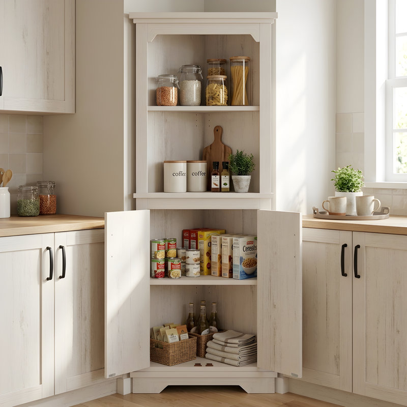 Grande armoire de coin 69,4 po Farmhouse Kitchen, Beige