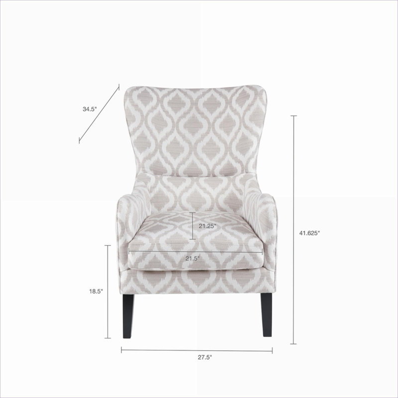 Fauteuil d'appoint à oreilles rembourré avec structure en bois massif par pour Quiet Home Relaxation