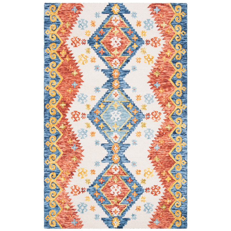 Deyoung Hand Tufted 0.8 Wool, 0.1 Cotton, 0.1 Latex Southwestern Rug, Rectangle 5' x 8'