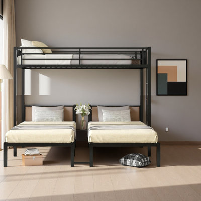 Triple Bunk Bed For Kids,3 Bed Bunk Beds For 3,Metal Triple Bunk Beds,Separates Into 3 Twin Beds,Noise Reduced Structure