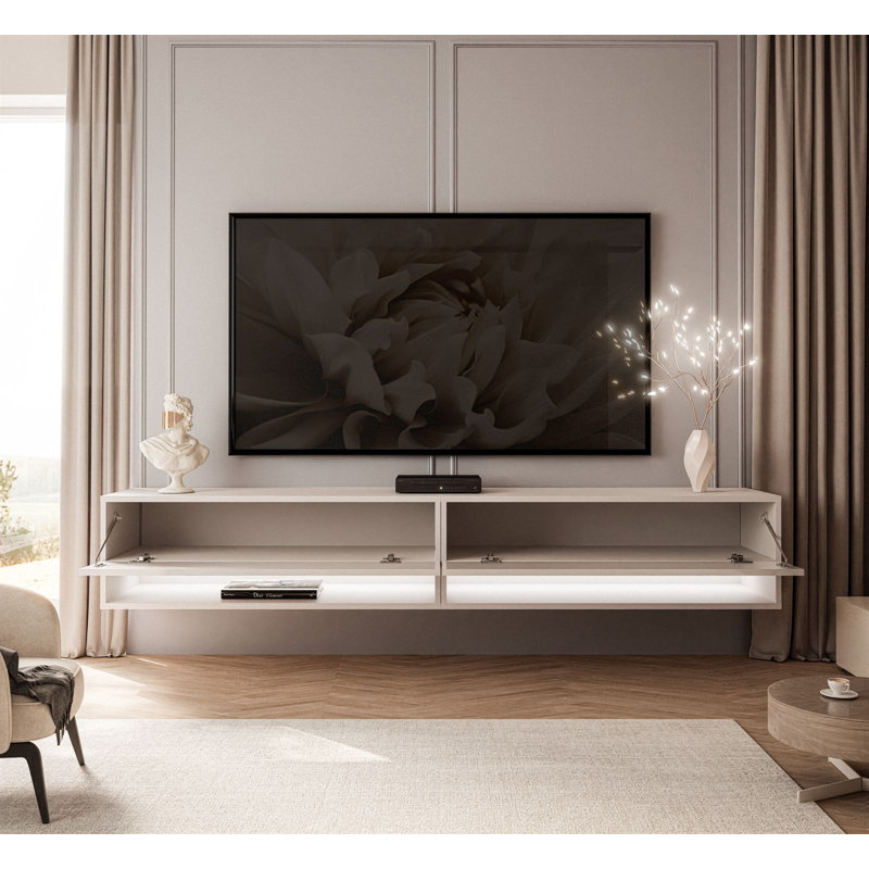 Wall mounted cabinet with LED lighting, Cashmere Matt