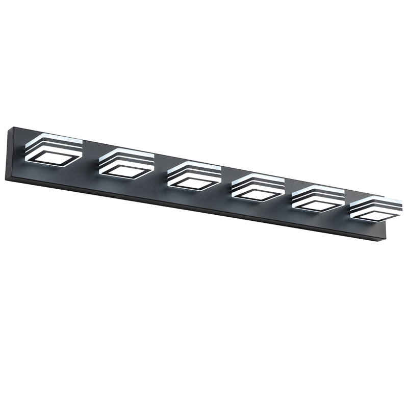 Éclairage de meuble-lavabo moderne à DEL, Noir, 6 lumières, H 4,7 po x l 40,4 po x P 4,3 po