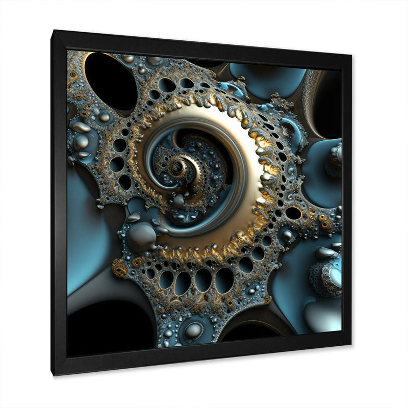 «Turquoise Fractal Emanation VII», reproduction sur toile, H 16 po x l 16 po x P 1 po, Impression noire sur toile encadrée