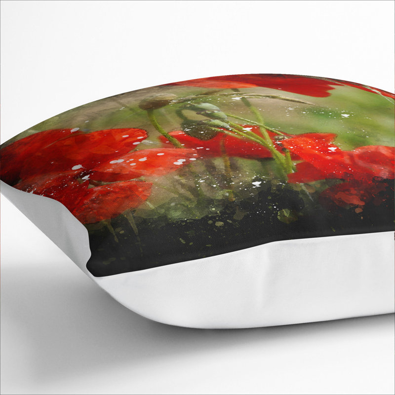Field of Poppies Vol.7 Paint Splash Scatter Cushion, White, 55cm H x 55cm W x 20cm D