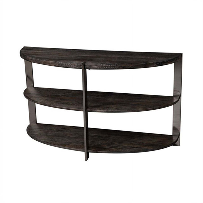 Kalne Half Moon Console Table With 2 Open Shelves, Stylish And Durable For Modern Interiors