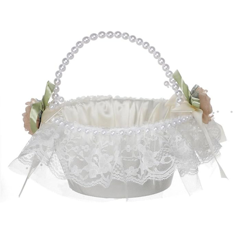 Panier de demoiselle d'honneur avec poignée perle