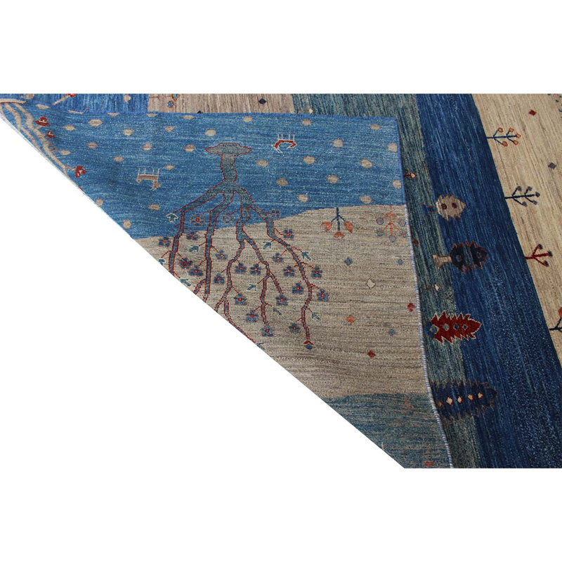 One-of-a-Kind High-Quality Hand-Knotted Blue/White Area Rug