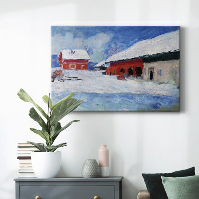 Red Houses at Bjornegaard in the Snow, Norway, 1895-Gallery Wrapped Canvas