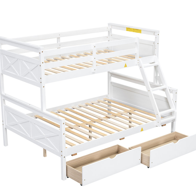 Lit simple superposé simple avec mesures et 2 rangements - blanc, sommeil sécuritaire, Blanc