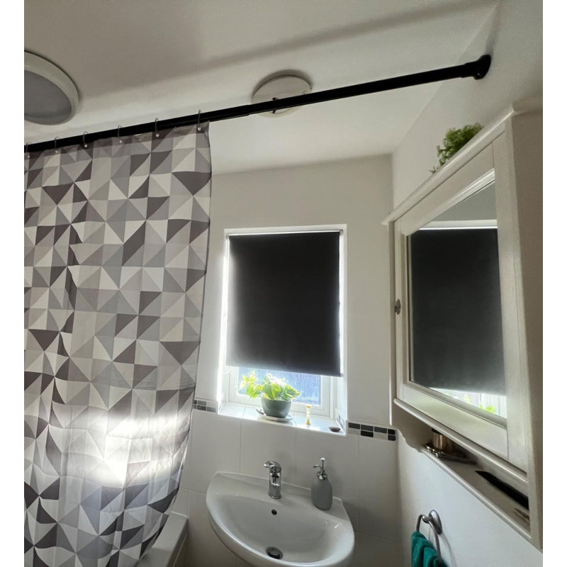 90cm Straight Tension Shower Curtain Pole & Hook Set